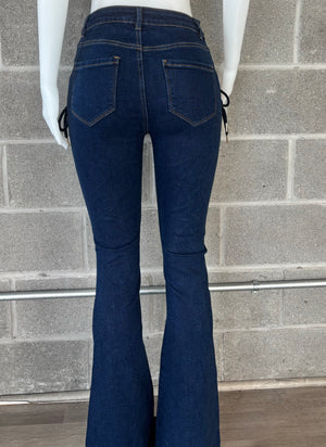 Lace Up Flare Jeans
